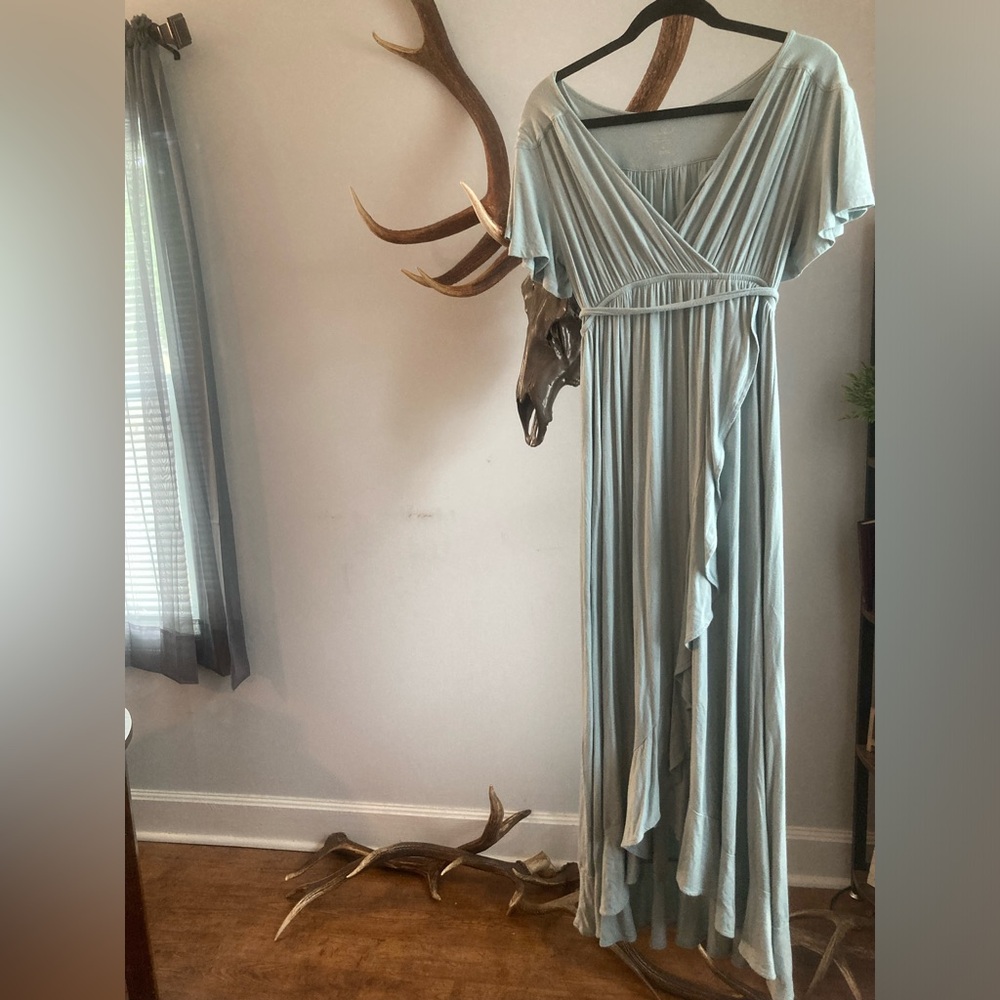 Isabel Maternity by Ingrid & Isabel Green Wrap Tie Front Maxi Dress